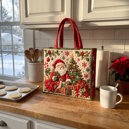 Treva's quilted Christmas tote, Santa design