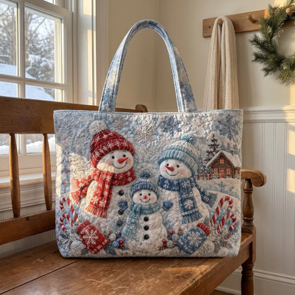 Treva's quilted Christmas tote, Snowman Family design