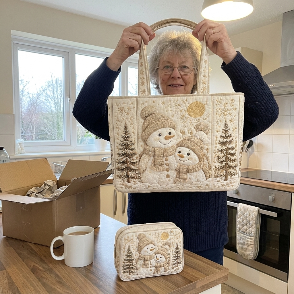 Customer photo of a quilted Christmas tote set