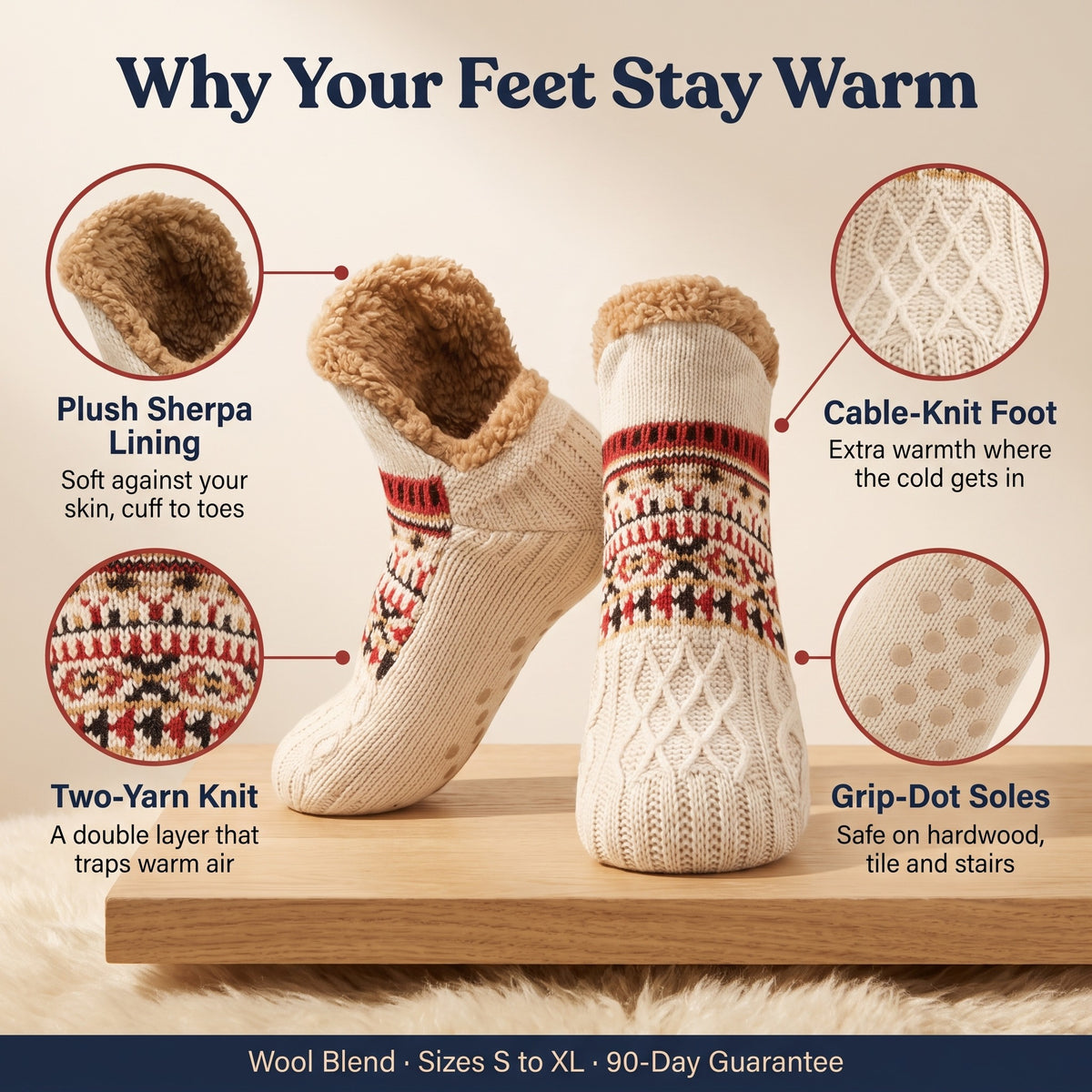 Velta's Hand-Knit Slipper Socks benefits