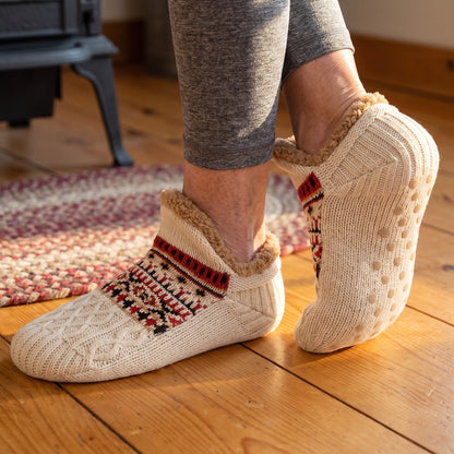 Cream slipper socks close-up